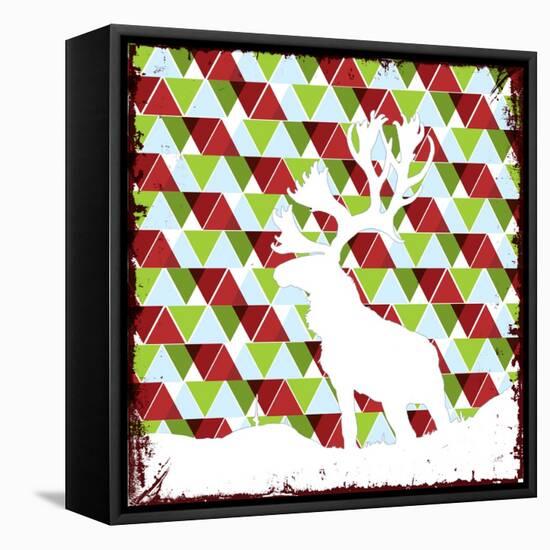 Lodge Christmas Deer-null-Framed Stretched Canvas