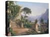 Lodge on lake Como-Carl Frederic Aagaard-Stretched Canvas
