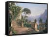 Lodge on lake Como-Carl Frederic Aagaard-Framed Stretched Canvas