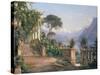 Lodge on lake Como-Carl Frederic Aagaard-Stretched Canvas