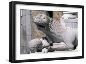 Lodi Cathedral, Porch, Column-Bearing Lion, Lodi, Lombardy, Italy-null-Framed Giclee Print