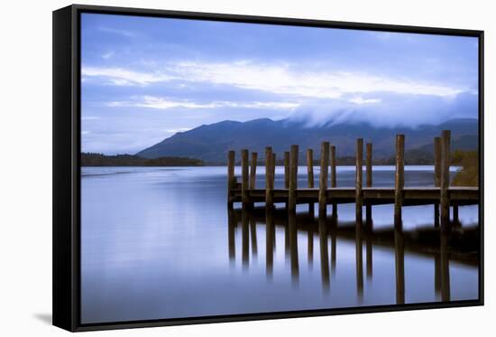 Lodore Landing on Derwentwater w Clouds over Skiddaw, Lake District Nat'l Pk, Cumbria, England, UK-Ian Egner-Framed Stretched Canvas