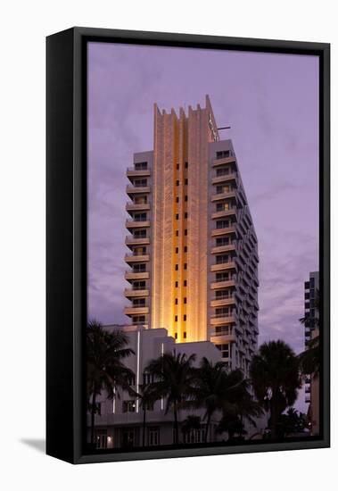 Loews Hotel and Royal Palms at Dusk, Collins Avenue, Miami South Beach, Art Deco District, Florida-Axel Schmies-Framed Stretched Canvas
