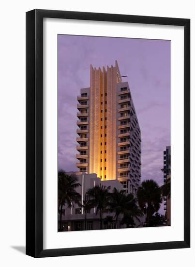 Loews Hotel and Royal Palms at Dusk, Collins Avenue, Miami South Beach, Art Deco District, Florida-Axel Schmies-Framed Photographic Print