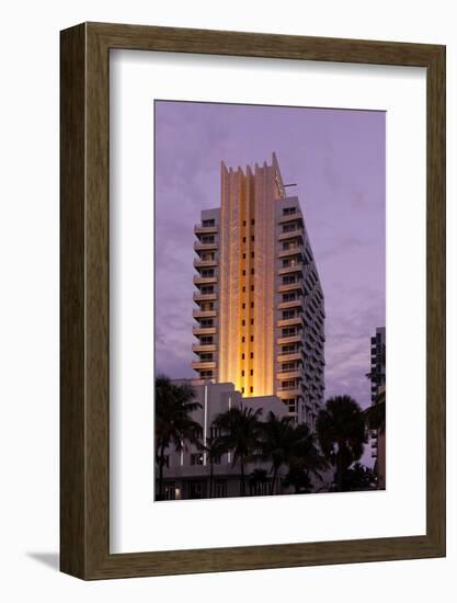 Loews Hotel and Royal Palms at Dusk, Collins Avenue, Miami South Beach, Art Deco District, Florida-Axel Schmies-Framed Photographic Print