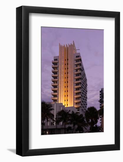 Loews Hotel and Royal Palms at Dusk, Collins Avenue, Miami South Beach, Art Deco District, Florida-Axel Schmies-Framed Photographic Print