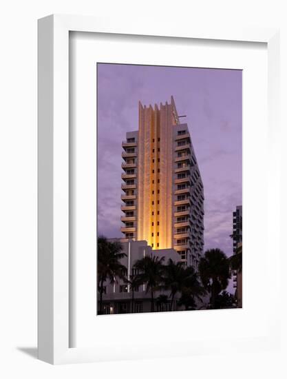 Loews Hotel and Royal Palms at Dusk, Collins Avenue, Miami South Beach, Art Deco District, Florida-Axel Schmies-Framed Photographic Print