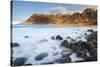 Lofoten islands, Norway, Europe. The last lights of the sunset on the beach.-ClickAlps-Stretched Canvas