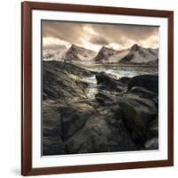 Lofoten, Norway. Last lights on the Norwegian fjord.-ClickAlps-Framed Photographic Print