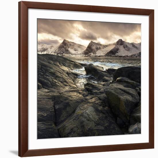 Lofoten, Norway. Last lights on the Norwegian fjord.-ClickAlps-Framed Photographic Print