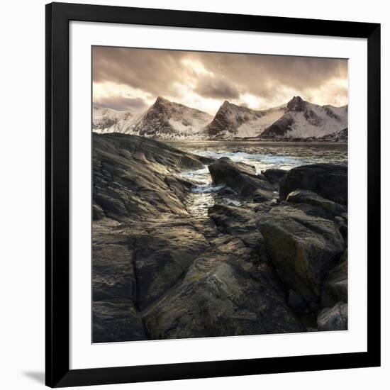 Lofoten, Norway. Last lights on the Norwegian fjord.-ClickAlps-Framed Photographic Print