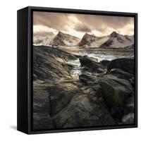 Lofoten, Norway. Last lights on the Norwegian fjord.-ClickAlps-Framed Stretched Canvas
