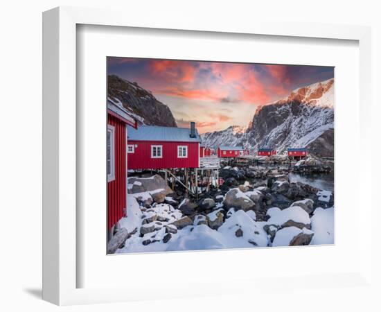 Lofoten red houses-Marco Carmassi-Framed Photographic Print