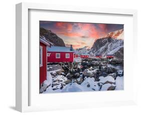 Lofoten red houses-Marco Carmassi-Framed Photographic Print