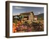 Log Barn and Fruit Stand in Autumn, British Columbia, Canada-Walter Bibikow-Framed Photographic Print