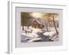 Log Cabin and Deer-unknown Caroselli-Framed Art Print