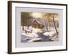 Log Cabin and Deer-unknown Caroselli-Framed Art Print