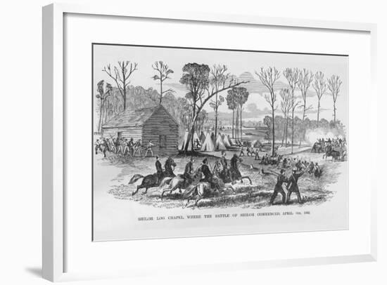 Log Cabin Chapel Where the Battle of Shiloh Began-Frank Leslie-Framed Art Print