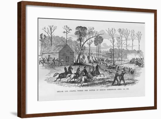 Log Cabin Chapel Where the Battle of Shiloh Began-Frank Leslie-Framed Art Print