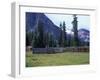 Log Cabin, Horse and Corral, Banff National Park, Alberta, Canada-Janis Miglavs-Framed Photographic Print