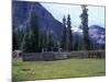 Log Cabin, Horse and Corral, Banff National Park, Alberta, Canada-Janis Miglavs-Mounted Photographic Print