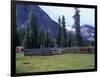 Log Cabin, Horse and Corral, Banff National Park, Alberta, Canada-Janis Miglavs-Framed Photographic Print