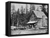 Log Cabin in Woods Used as Hotel-null-Framed Stretched Canvas