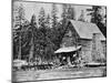 Log Cabin in Woods Used as Hotel-null-Mounted Photographic Print