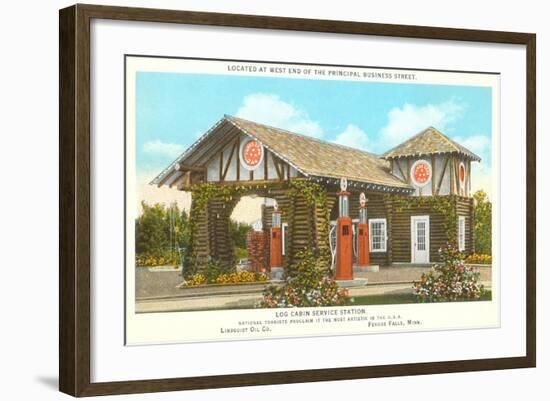 Log Cabin Service Station-null-Framed Art Print