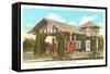 Log Cabin Service Station-null-Framed Stretched Canvas