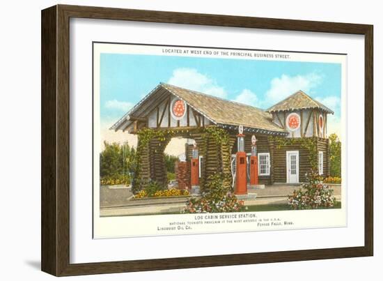 Log Cabin Service Station-null-Framed Art Print