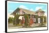 Log Cabin Service Station-null-Framed Stretched Canvas