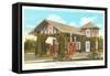 Log Cabin Service Station-null-Framed Stretched Canvas