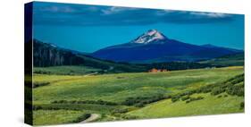 Log Cabin with Mountains and green trees - San Juan Mountains, Colorado, USA-null-Stretched Canvas