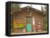 Log Cabin with Thermometer, Homer, Alaska, USA-Ellen Clark-Framed Stretched Canvas