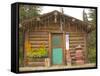 Log Cabin with Thermometer, Homer, Alaska, USA-Ellen Clark-Framed Stretched Canvas