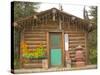 Log Cabin with Thermometer, Homer, Alaska, USA-Ellen Clark-Stretched Canvas