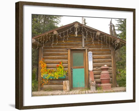 Log Cabin with Thermometer, Homer, Alaska, USA-Ellen Clark-Framed Photographic Print