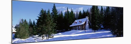 Log House in Winter Laurentides Quebec Canada-null-Mounted Premium Photographic Print