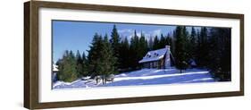 Log House in Winter Laurentides Quebec Canada-null-Framed Photographic Print