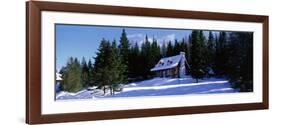 Log House in Winter Laurentides Quebec Canada-null-Framed Photographic Print