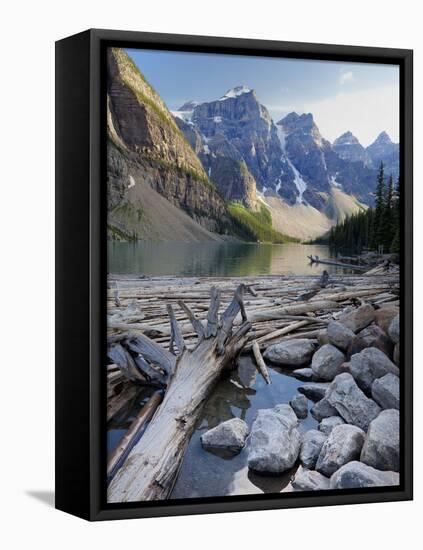 Log Jam on Moraine Lake, Banff National Park, UNESCO World Heritage Site, Alberta, Rocky Mountains,-Martin Child-Framed Stretched Canvas