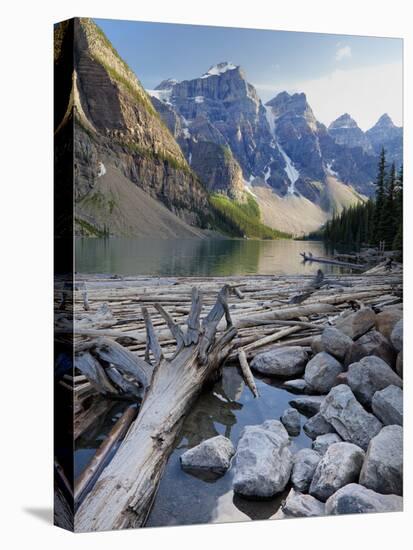 Log Jam on Moraine Lake, Banff National Park, UNESCO World Heritage Site, Alberta, Rocky Mountains,-Martin Child-Stretched Canvas