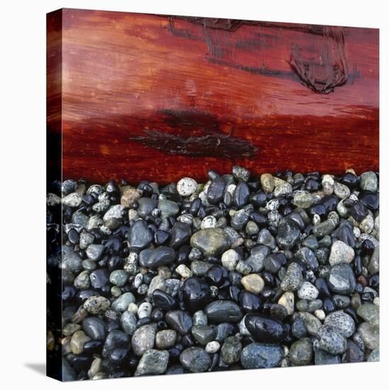 Log on Pebbles-Micha Pawlitzki-Stretched Canvas