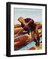 "Log Rolling," December 11, 1943-Fred Ludekens-Framed Giclee Print