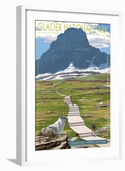 Logan Pass - Glacier National Park, Montana-Lantern Press-Framed Art Print