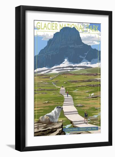 Logan Pass - Glacier National Park, Montana-Lantern Press-Framed Art Print