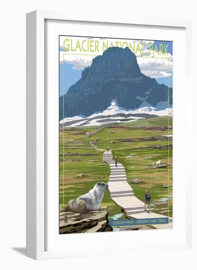 Logan Pass - Glacier National Park, Montana-Lantern Press-Framed Art Print