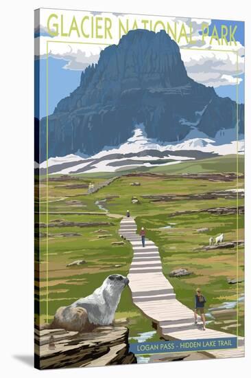 Logan Pass - Glacier National Park, Montana-Lantern Press-Stretched Canvas