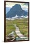 Logan Pass - Glacier National Park, Montana-Lantern Press-Framed Art Print